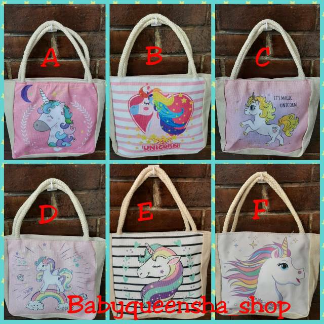 Tas unicorn/tote bag unicorn/tote bag anak unicorn/tas bekal makan anak/tas Pampers/tote bag