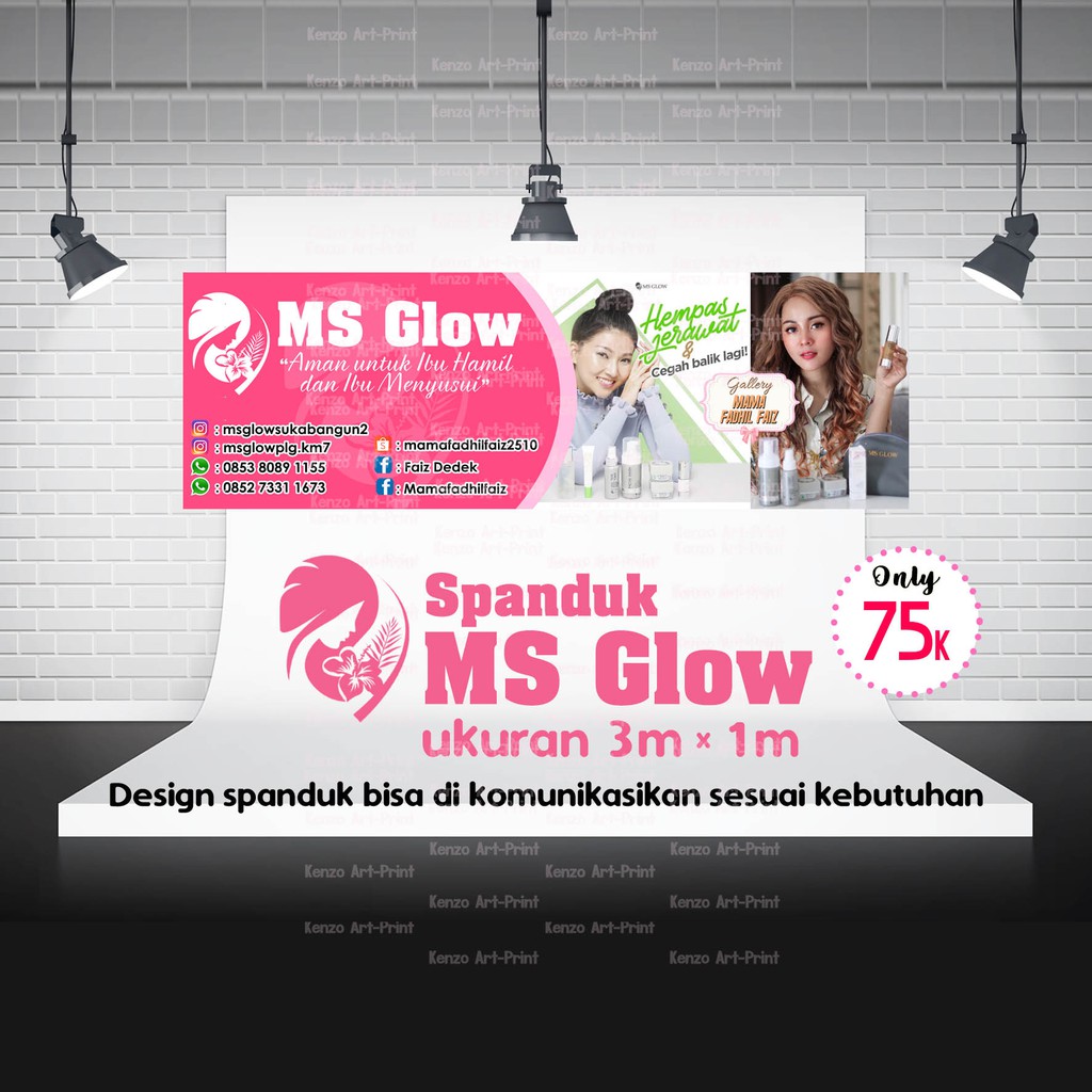 Spanduk Promosi/ Banner Jualan Agen/Reseller MS Glow ukuran 3x1m
