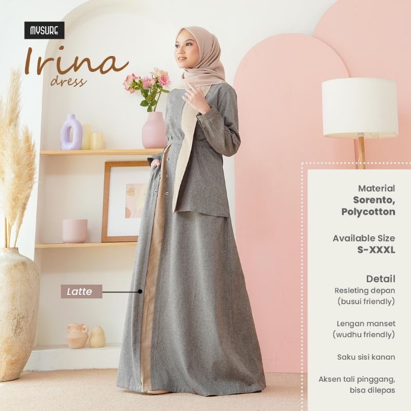 GAMIS IRINA DRESS GREYSTONE &amp; LATTE • MYSURE