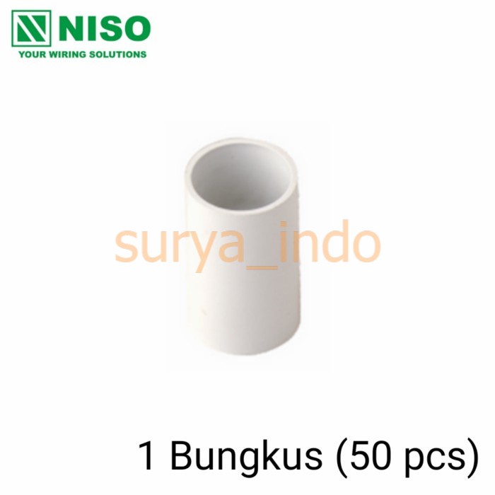 SOCKET / SOKET PIPA LISTRIK 20 MM NISO (50 PCS) - SOK / SAMBUNGAN PIPA