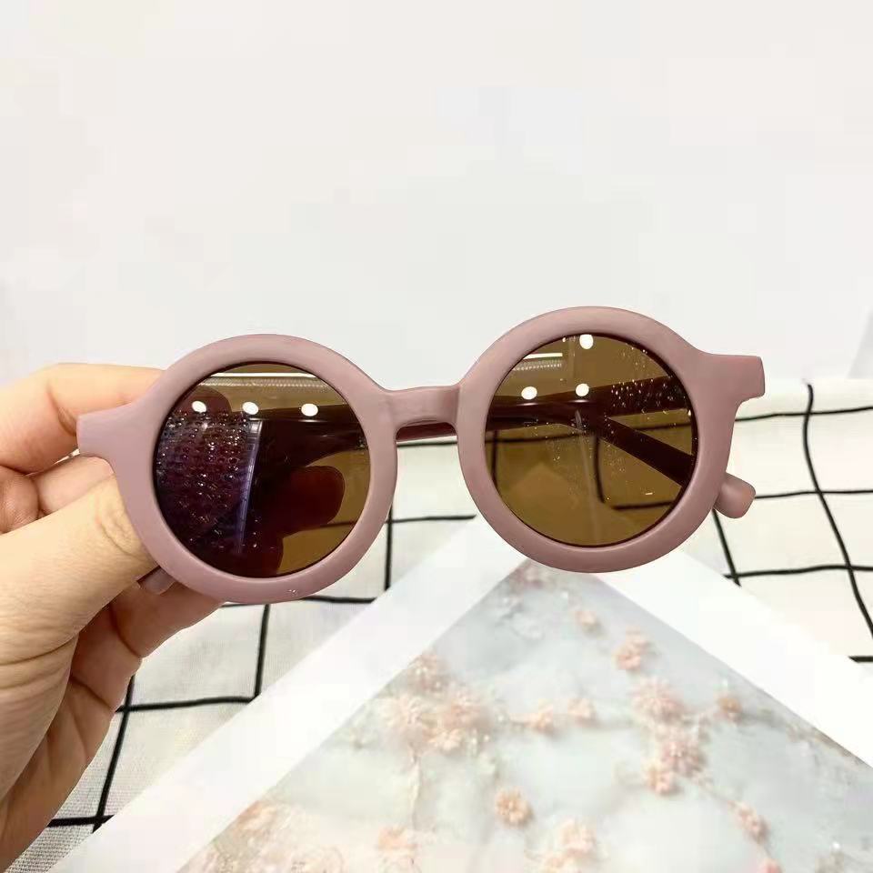 Kacamata Hitam Bingkai Bulat Anti Ultraviolet Anak/Laki-Laki Perempuan Fashion Import-Ungu