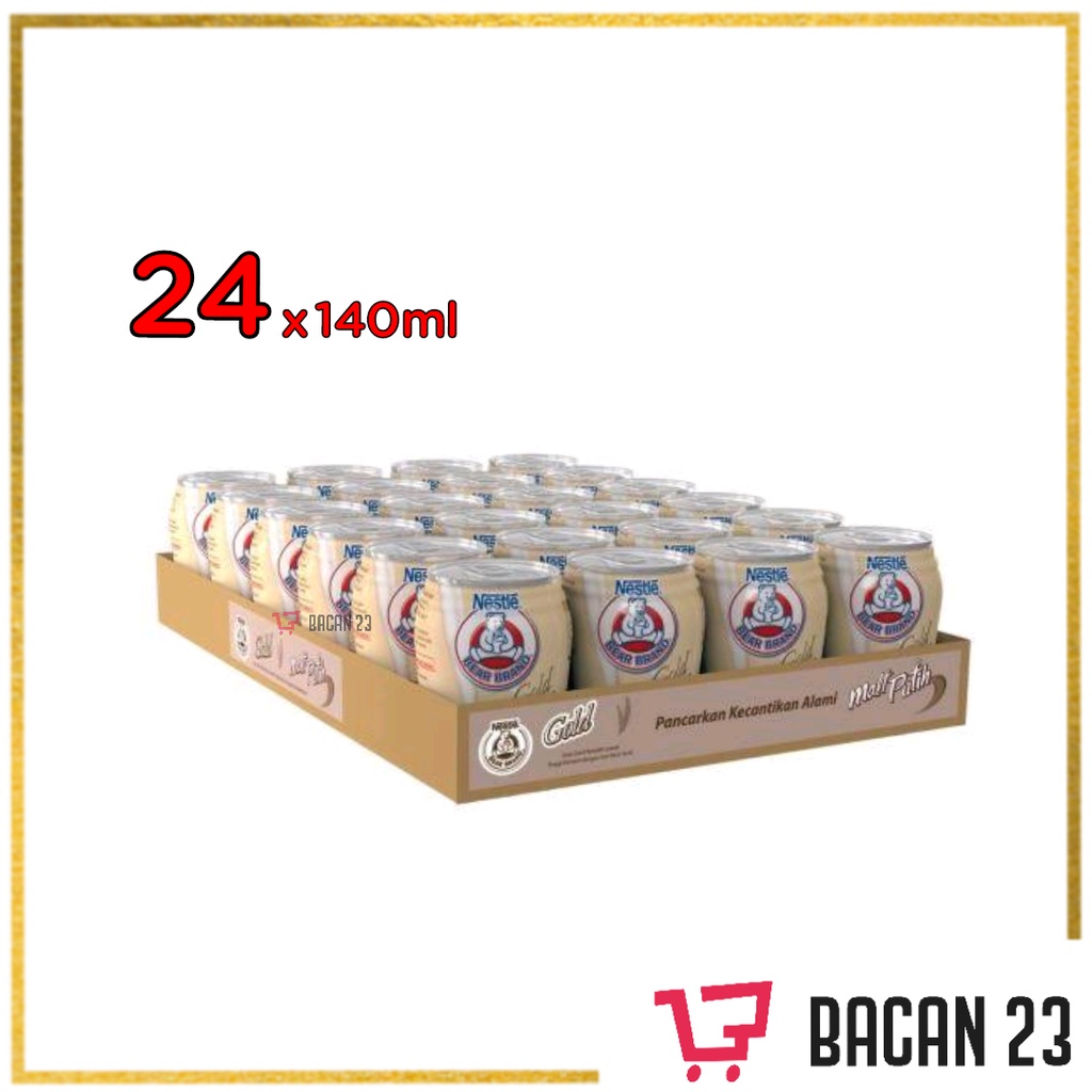 Bear Brand Gold White Malt ( 24 x 140 ml ) / Susu Beruang / Susu Steril / Bacan 23 - Bacan23