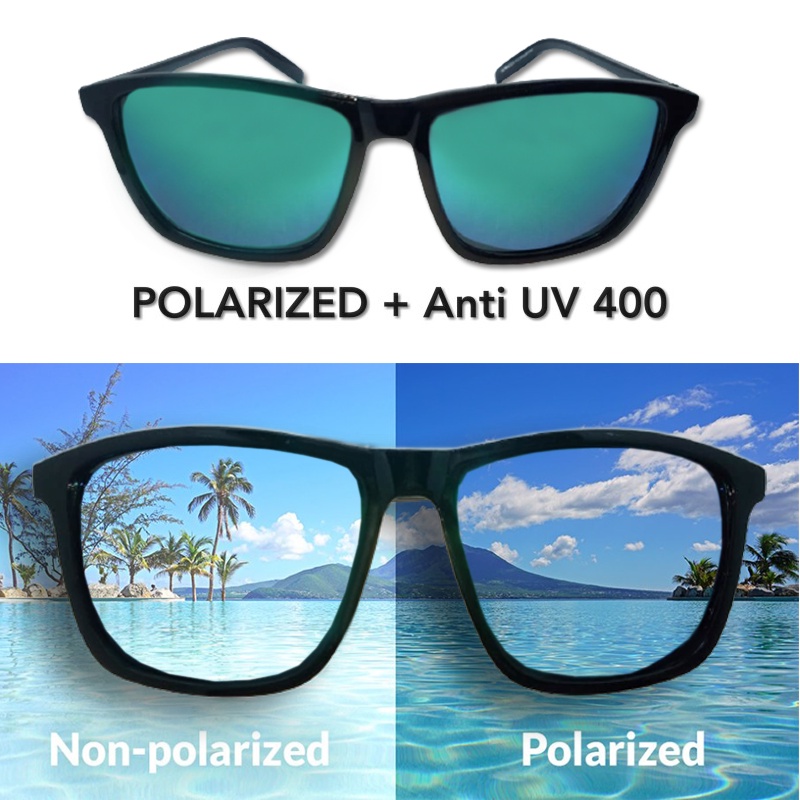 Kacamata Polarized Anti Silau UV400 Sport Pria Wanita Model Klasik Polarized Lensa Cermin Kacamata Kotak Hitam Korean Fashion Sunglassess Wanita/Pria unisex Kacamata Berkendara Kacamata Dewasa Kacamata HIitam Anti UV