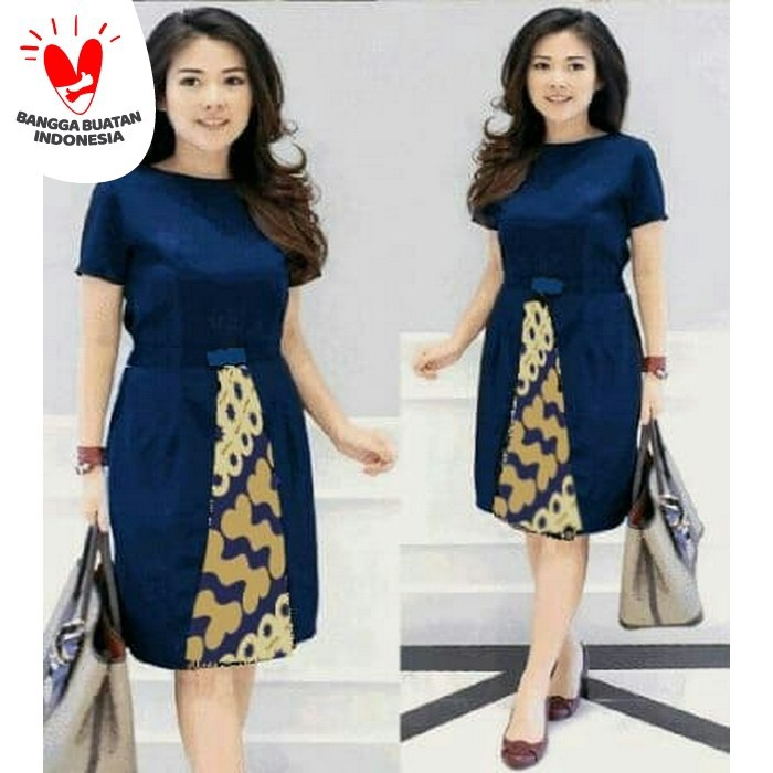 DRESS KOMBI BATIK / Dress Wanita Formal Kerja Kantor Trendy