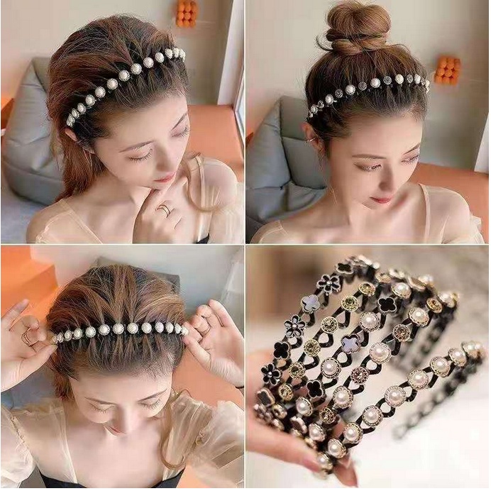 ONLYONE12 Bando Korea VIRAL !! Bando Korean Pearl / Bando Manik Manik / Headband Hair Bands / Women Hair Accessories