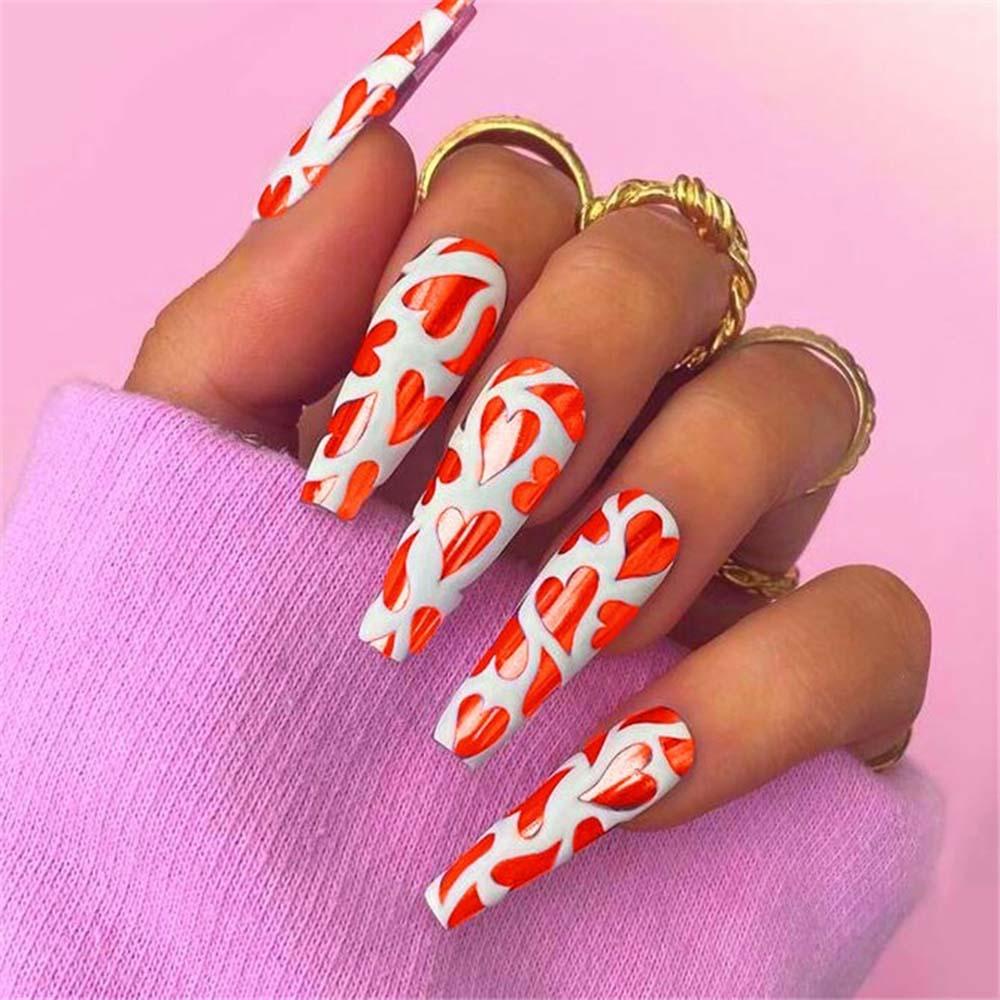 Mxbeauty Cinta Hati Stiker Kuku Wanita Gadis Liburan Warna Grafis Peach Heart DIY Nail Decals