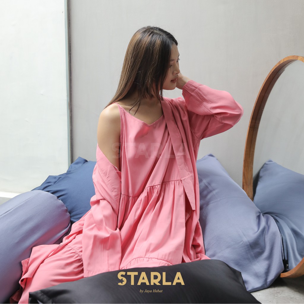 BAJU TIDUR SET 2IN1 Dress WANITA Plus KIMONO PREMIUM DEWASA CLIO STARLA