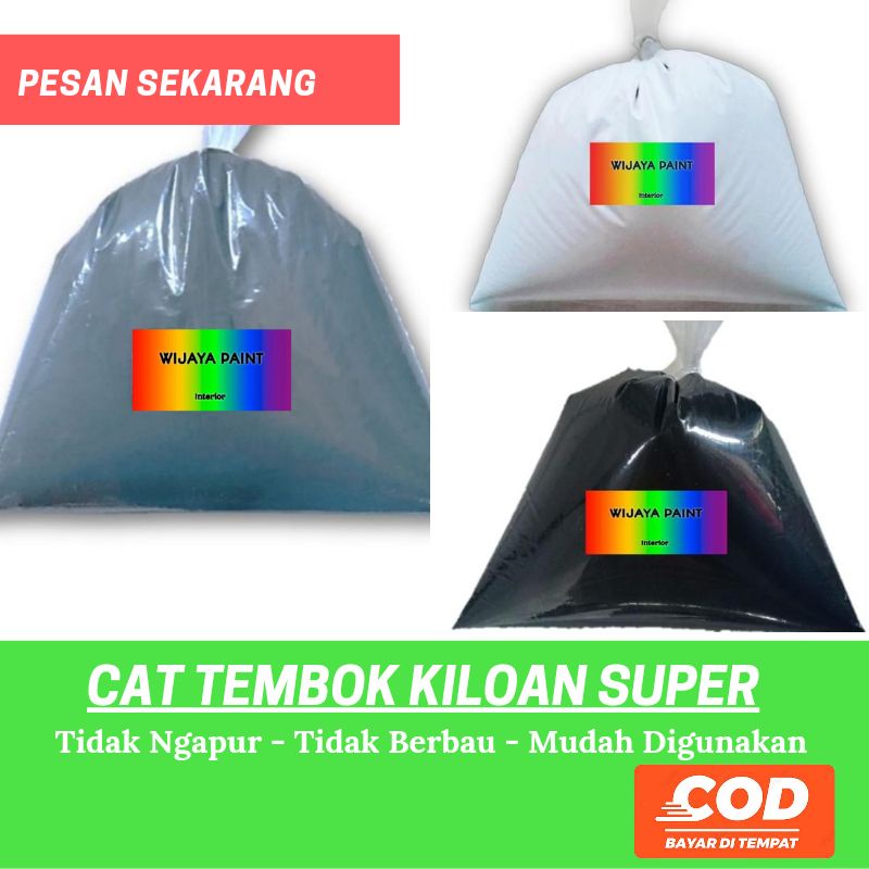 [PROMO] CAT TEMBOK KILOAN 1KG ~ warna putih hitam merah biru hijau kuning pink ungu cokelat cream me