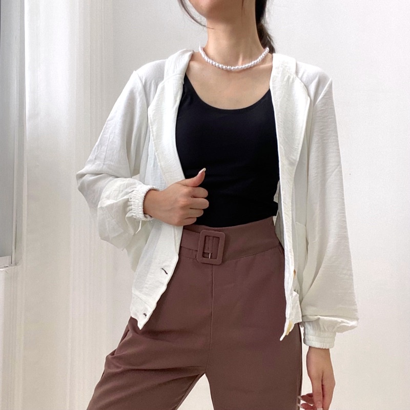 JUCY Outer Pocket Blouse / Outer Kancing Wanita / Outer Hijab Wanita / Blazer Kerja Wanita 0401