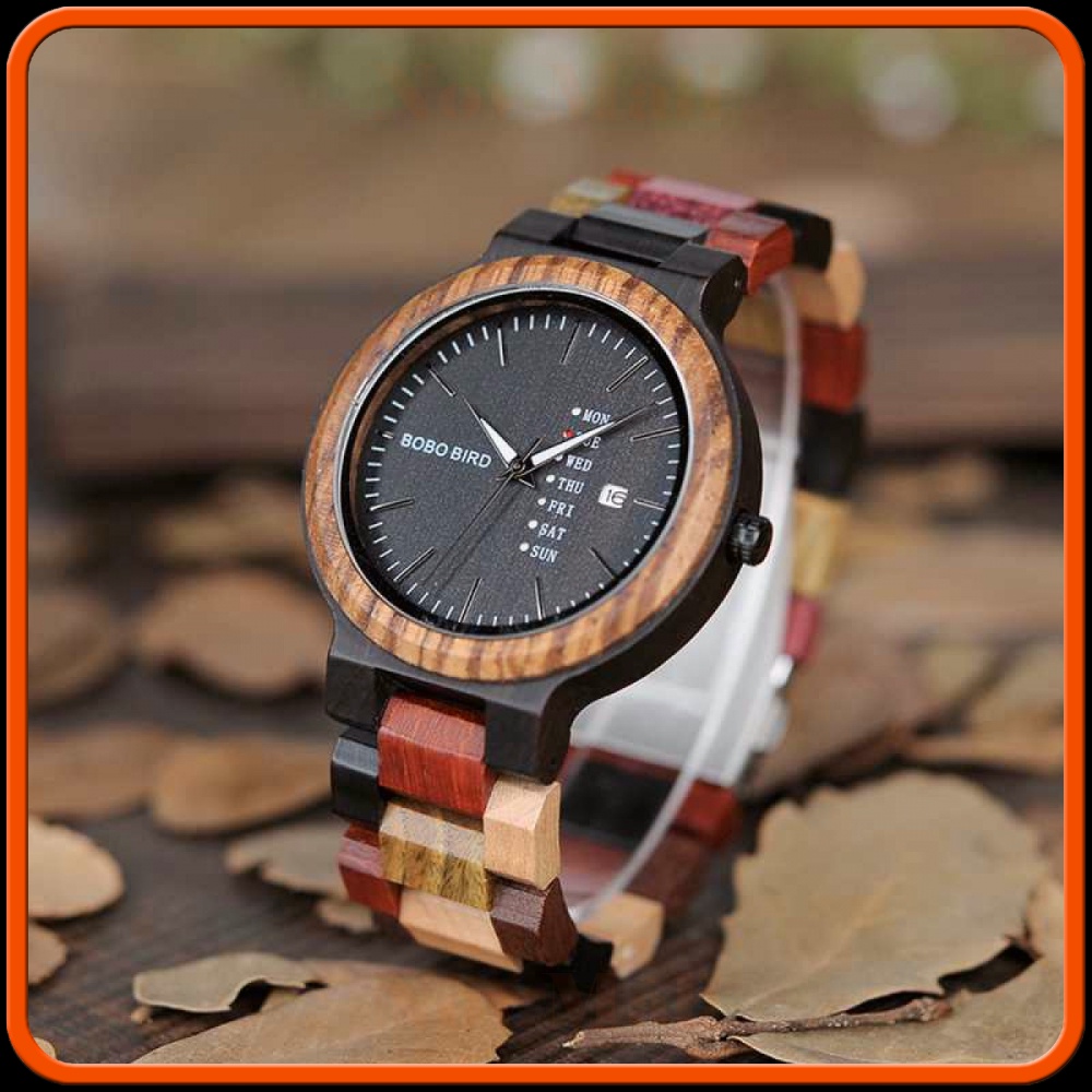 Jam Tangan Kayu Day Date Pria - WP14