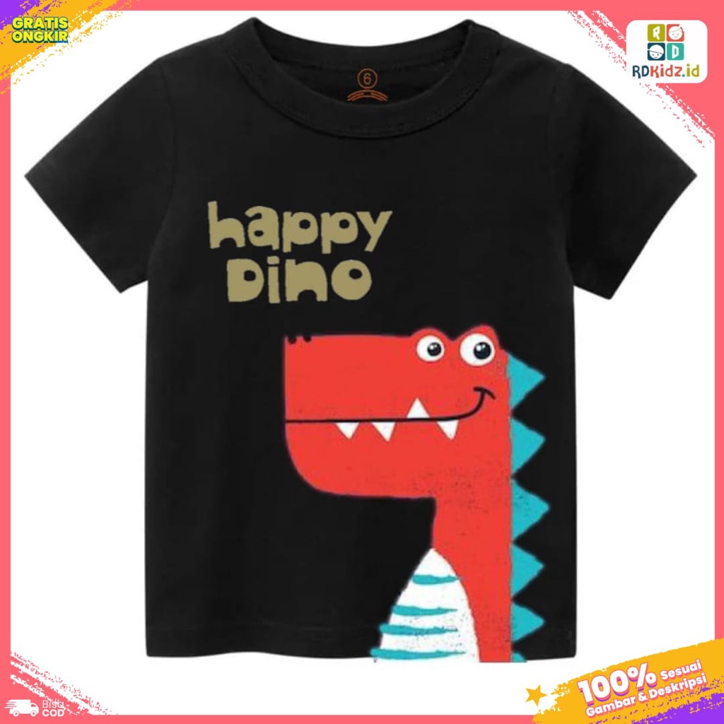 Rdkidzid Atasan Pendek Anak Laki Laki Baju Kaos Anak Cowok Motif Dino Happy