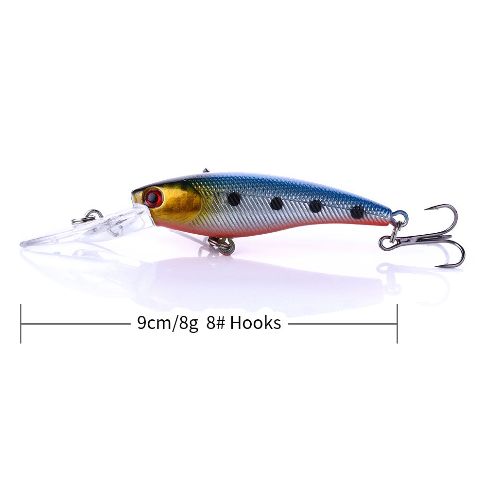 Hengjia 3pc 9cm / 8g Umpan Pancing Ikan Minnow Dengan Kail Treble