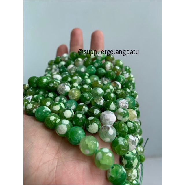 bahan batu 10mm SODALITE hijau serat CUTTING aksesoris FACET manik