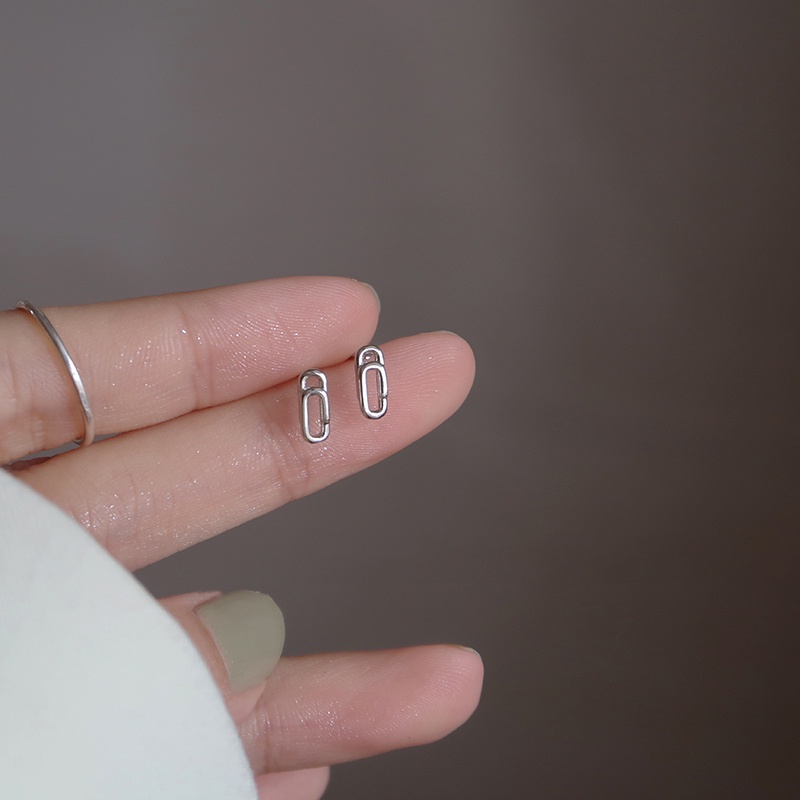 Roselife 1 Pasang Anting Tusuk Sterling Silver 925 Desain Paper Clip Anti Alergi Untuk Wanita