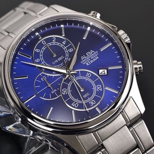 ALBA AM3415 Active Chronograph Stopwatch Navy dial ORIGINAL