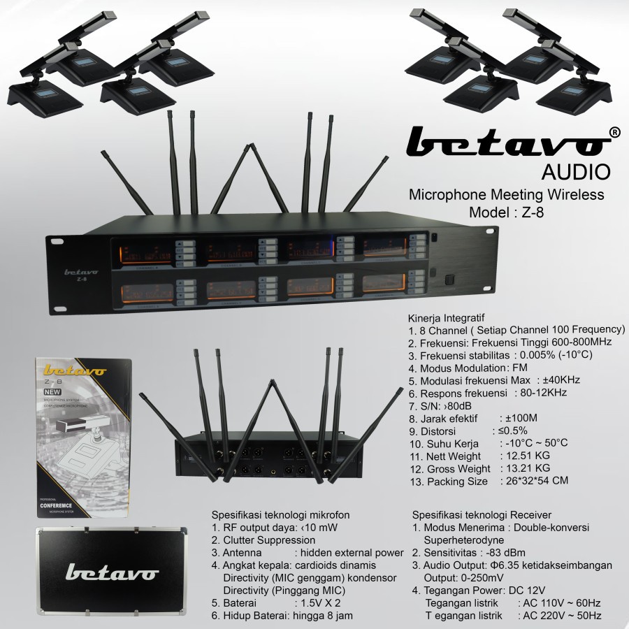 Mic Meeting Wireless Betavo Z-8 Microphone Conference Wireless