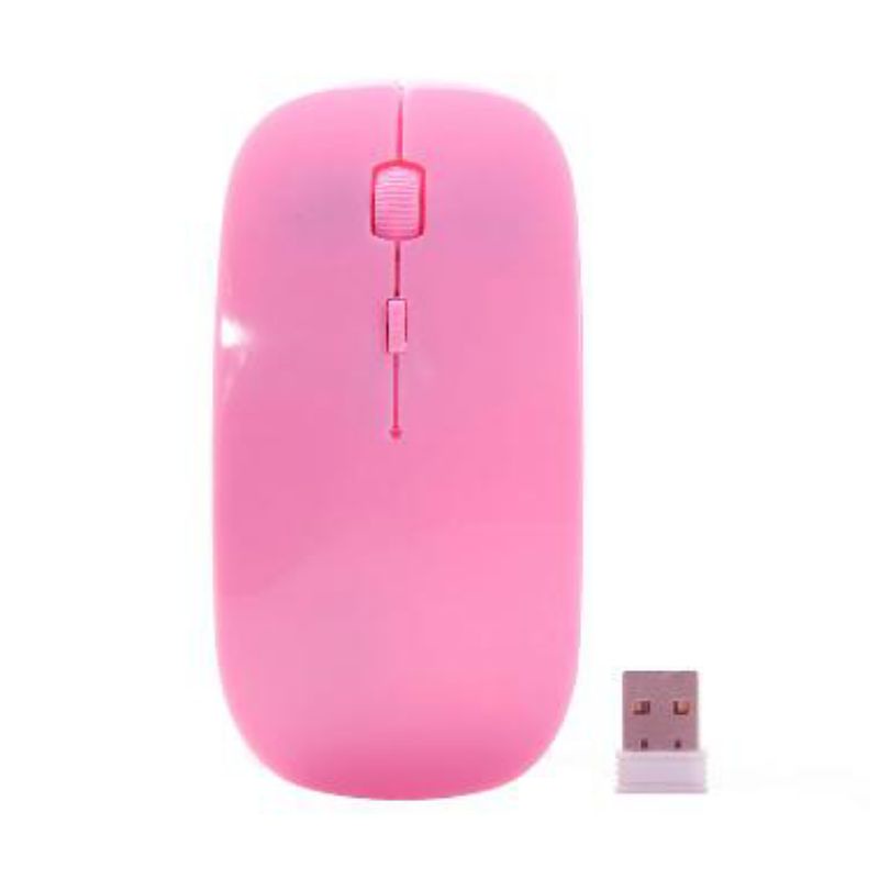 Mouse Wireless 2.4 Ghz Slim & Comfortable / Mouse Tanpa Kabel PC Laptop Tv Android-PINK SLIM