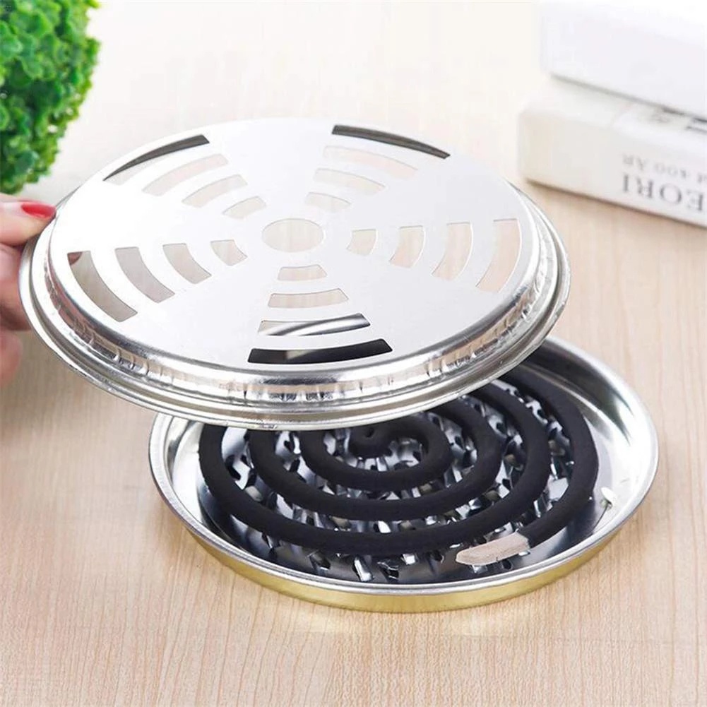 [1PCS Safety Mosquito Coils Holder With Cover ][Large Metal Insect Repellent Rack][ Mosquito Repellent Incense Plate for Home Outdoor]