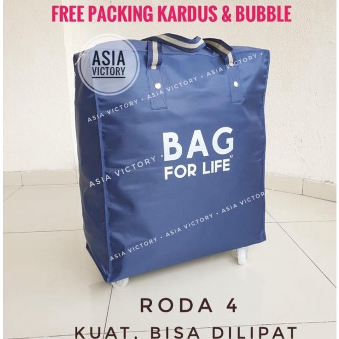 Tas Travel (Besar) Barang Belanja Roda 4 Lipat Shopping Tote Bag Fold