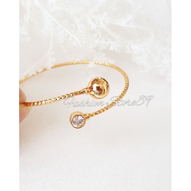 Gelang Bangle Dewasa Flexibel Bahan Elastis Mudah Diatur perhiasan bangle Dewasa Free size yaxiya lapis emas impor permata 1