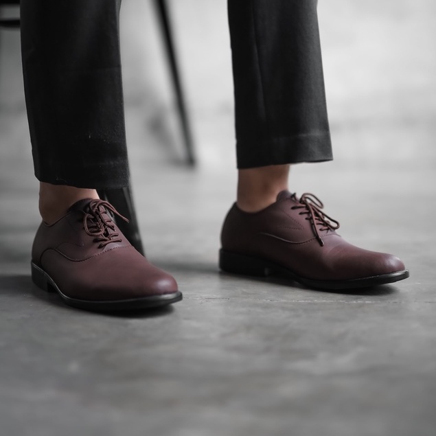 Oxford Brown | Sepatu Pantofel Formal Kasual Kerja Kuliah Pria/Cowok/Men Lokal Laces | FORIND Worka