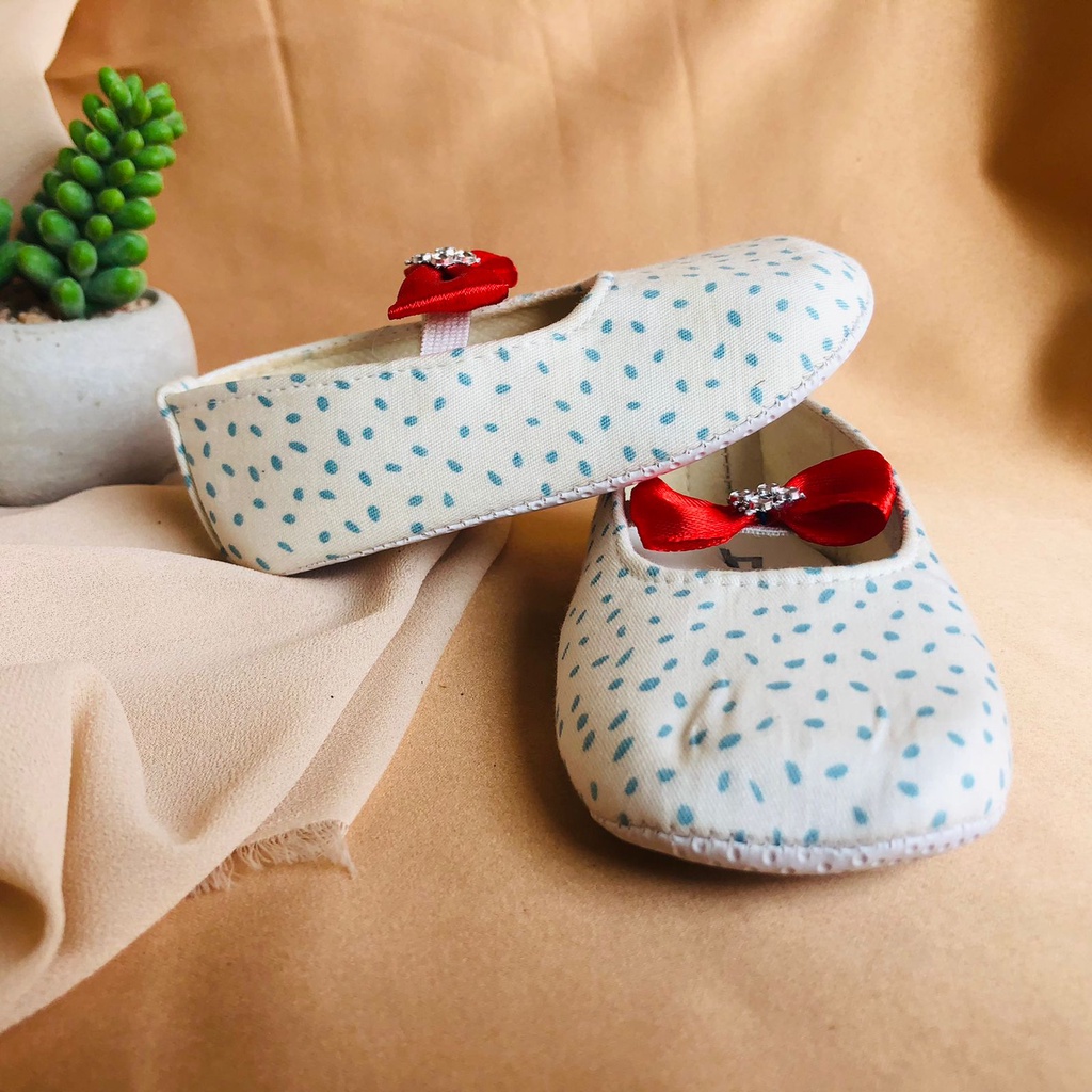 Sepatu PRE PITA Prewalker Bayi Perempuan Umur 0 Bulan - 12 Bulan Model Slip on Pita Baby Girl Lucu Murah PRE BINTIK PITA