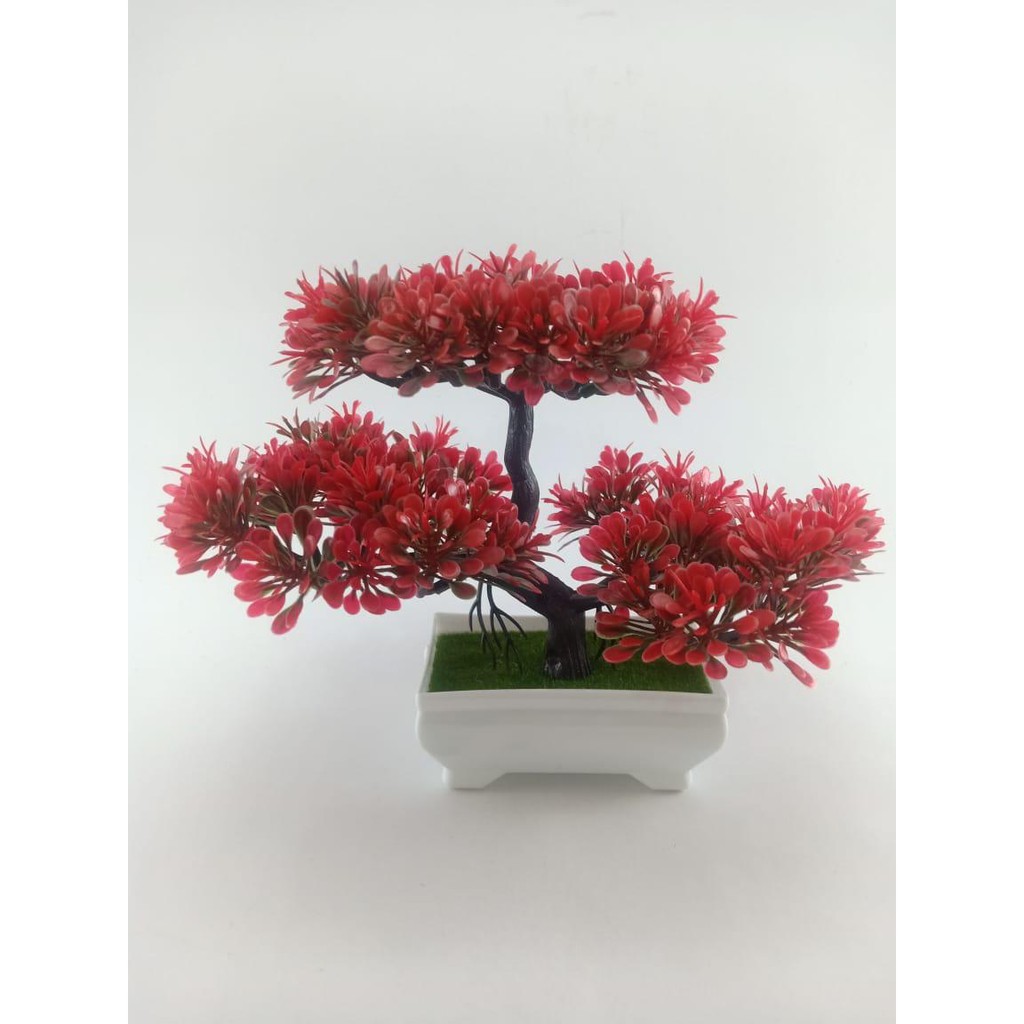 COD BUNGA PLASTIK BUNGA PAJANGAN IMITASI BUNGA ARTIFISIAL BUNGA BONSAI  TANAMAN HIAS PLASTIK BP8851-MERAH