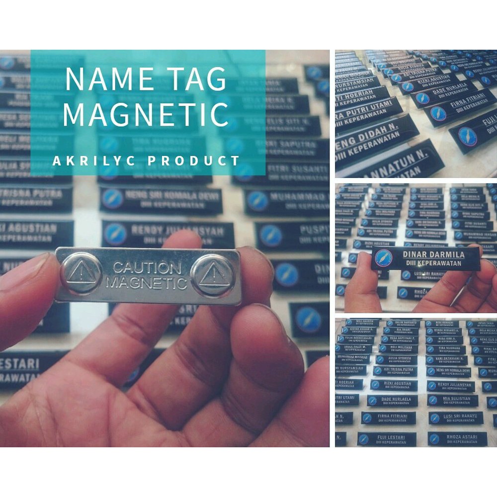 

Dijual name tag. papan nama. papan dada. magnet dari akrilik. Diskon