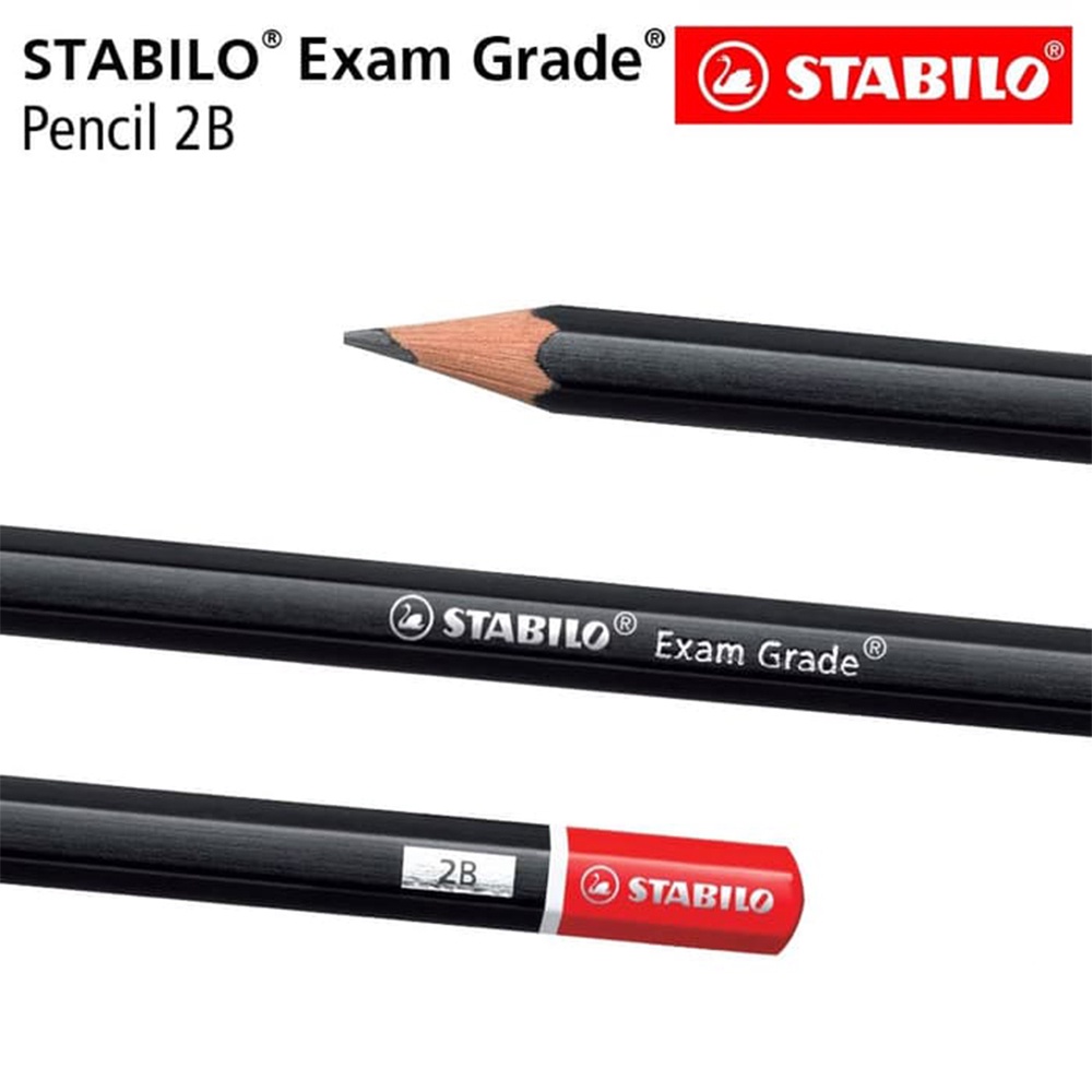 STABILO Exam Grade - Pensil 2B - 12pcs / Pencil Kayu Hitam Ujian Sekolah Komputer UNBK-0
