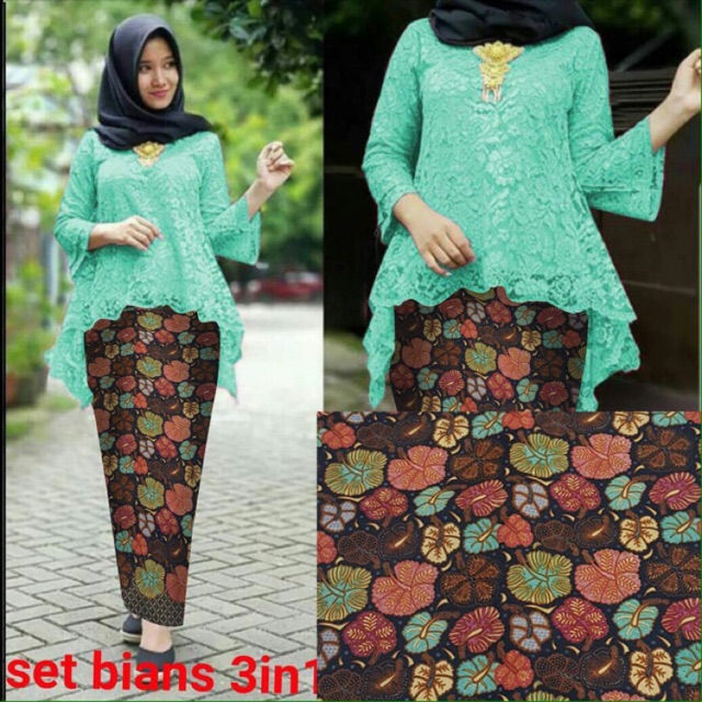 LDS set bians kebaya brukat/ set kebaya Batik set tanah abang