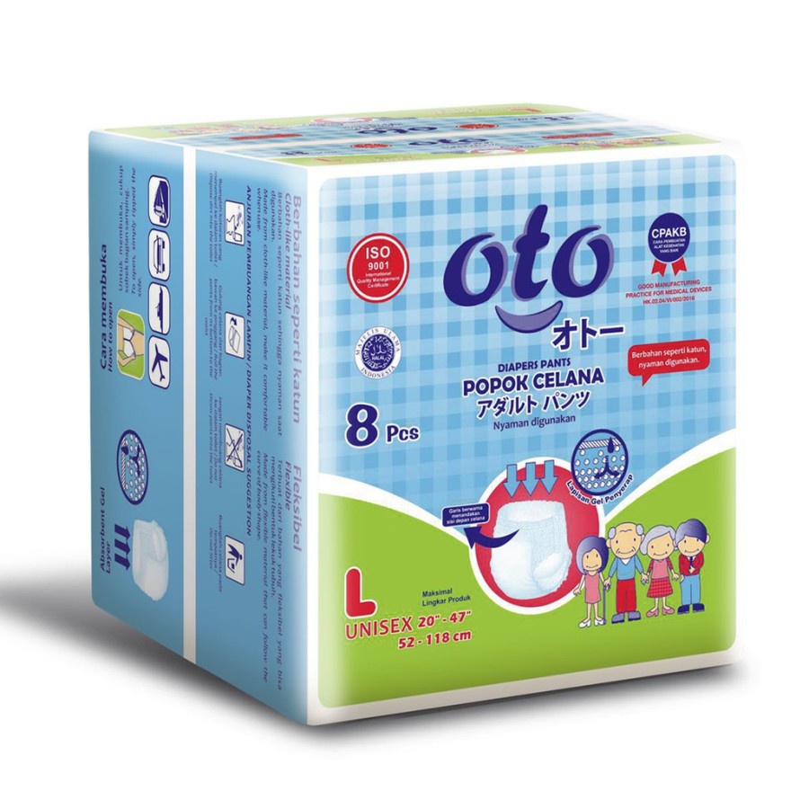 OTO Diapers Adult Pants / Popok Dewasa model Celana Uk L - isi 8 pcs