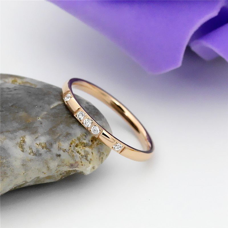 Cincin Titanium Mini Korea fashion cewek Wanita CK004 warna rose gold simple elegant set midi