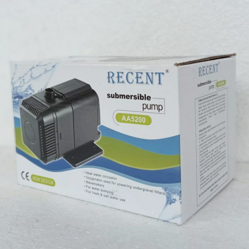 Mesin pompa RECENT AA 5200 waterpump submersible aquarium kolam water pump filter celup hidroponik low watt