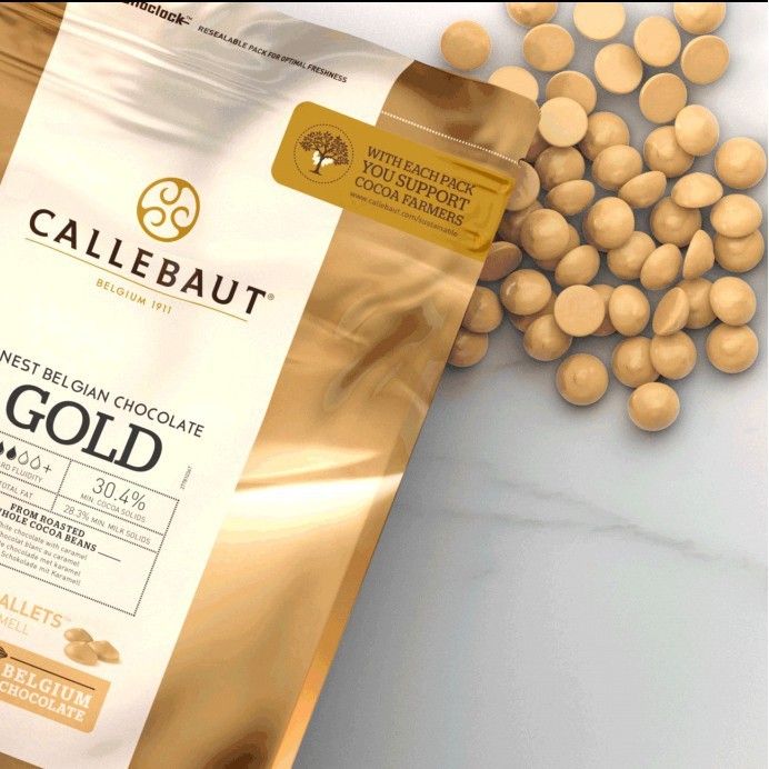 

Callet Callebaut GOLD 100gr Chocolate Couverture Caramel 30,4% Cokelat