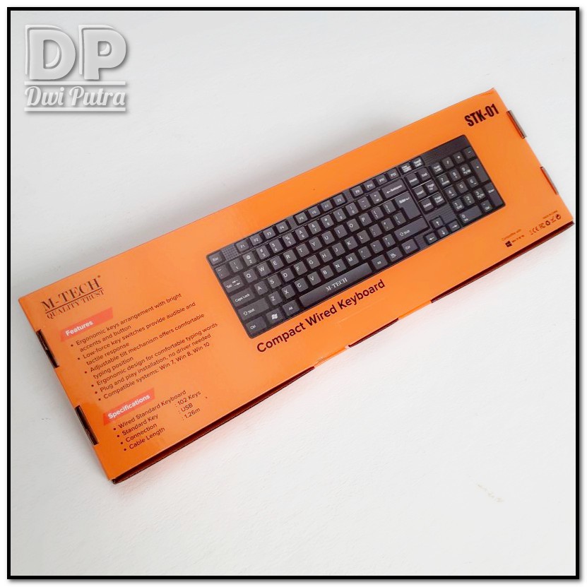 KEYBOARD M-TECH STK-01 OFFICE USB // US LAYOUT KEYBORD KANTOR KANTORAN // WATER SPILL HOLE