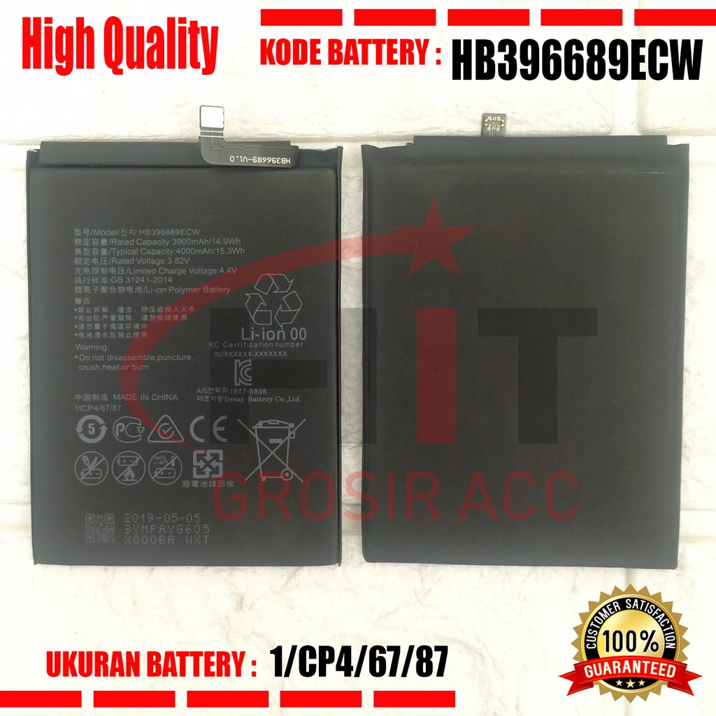 Baterai Battery For Huawei Y7 Prime /  HB396689ECW /  Enjoy 7 , Enjoy 7 Plus , Enjoy 8 Plus , TRT-AL00A , Mate 9 , Mate 9 Pro , Ascend P9 Lite , G9 , Y7 Plus , Y7 PRIME , Y7 Pro 2017 , Y9 2018 , Y9 2019 , 9P , MHA-AL00 , Honor 8C , TRT-L53 , TRT-L21A , LX