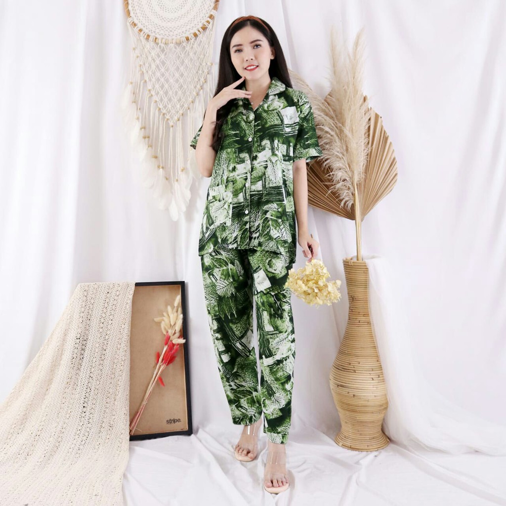 Baju tidur Piyama Set Wanita Celana Panjang Viola Tie Dye Size XL