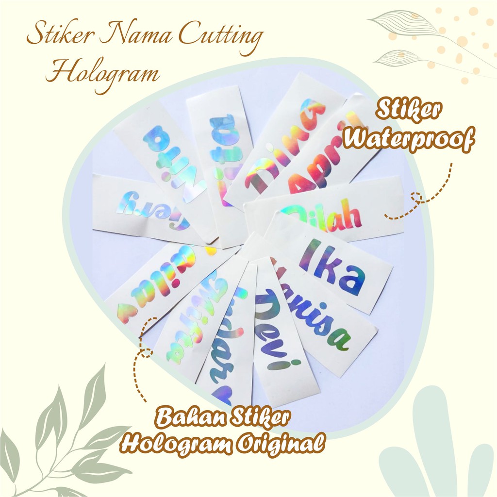 

STICKER STIKER NAMA HOLOGRAM SILVER GOLD CUSTOM