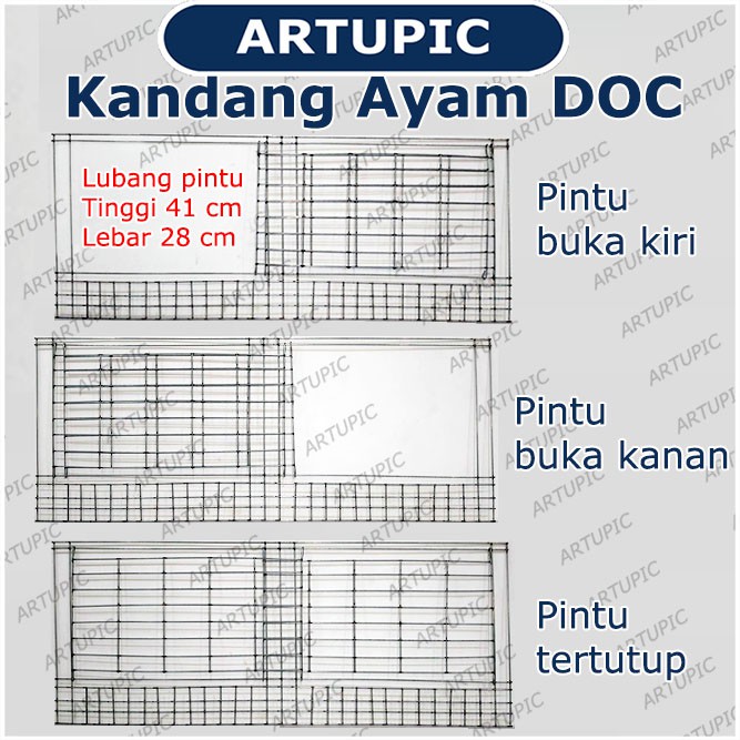 KANDANG AYAM KECIL DOC PULLET BATERAI KAWAT GALVANISE KANDANG ANAK AYAM 100x50x40cm 2 pintu