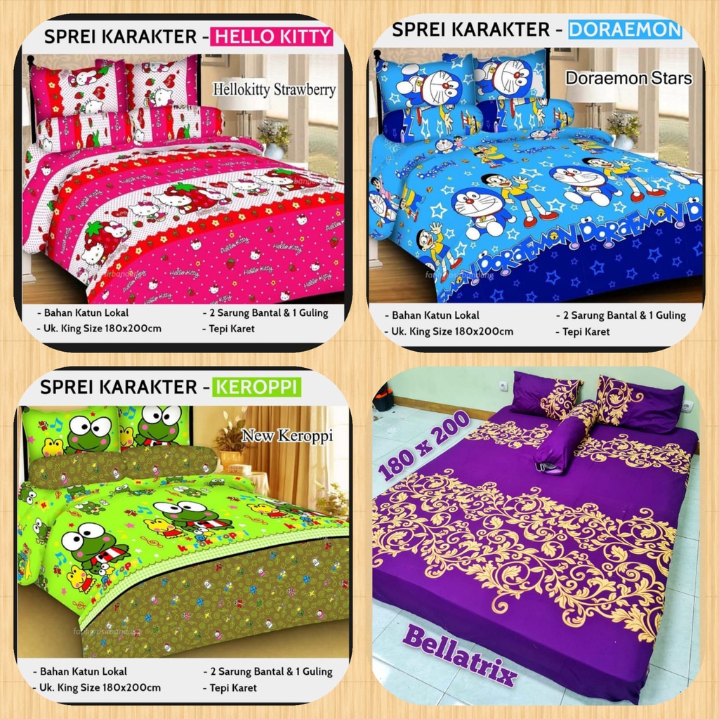 SEPRAI HOMADE KARAKTER KASUR NO 1 / SPRAI KARAKTER DAN BUNGA /SPRAI MOTIF BUNGA