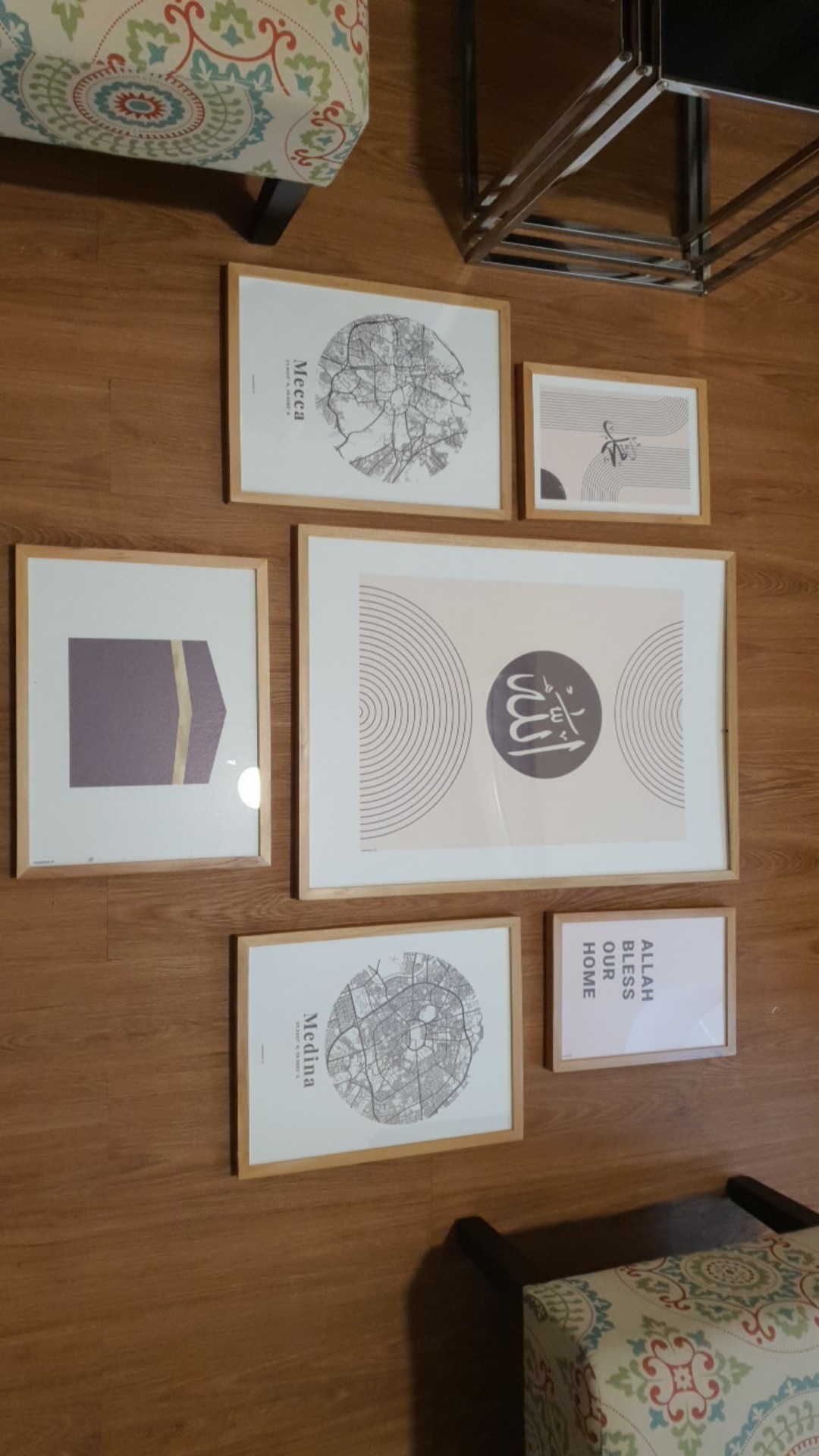 Set Islamic Walldecor (maps Mecca Medina Ka’bah Modern Kaligrafi Allah Muhammad)