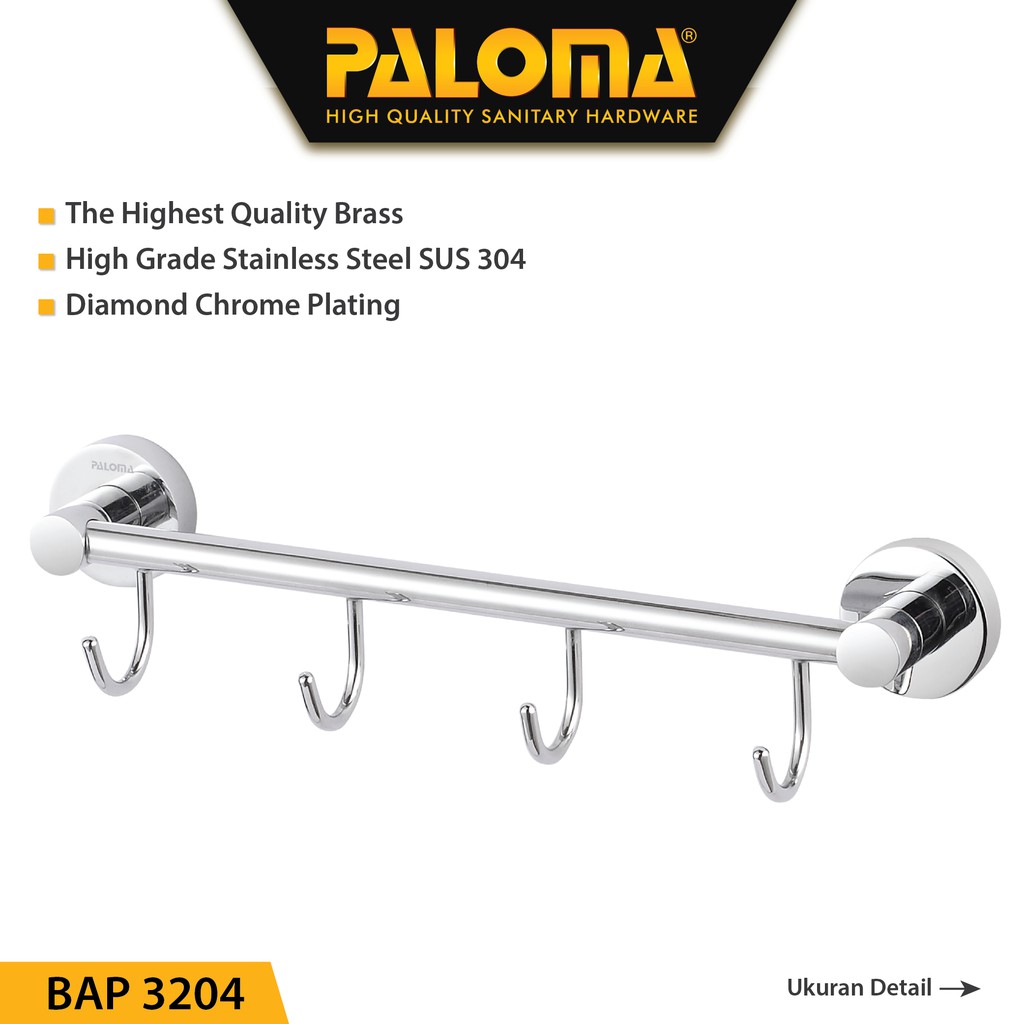 PALOMA BAP 3204 Kapstok Gantungan Baju Handuk Rak Hanger Mandi 4 Kait