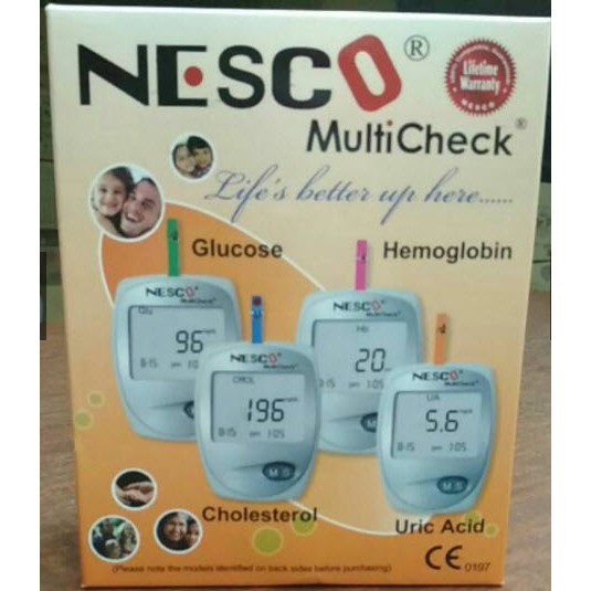 NESCO MULTICHECK 4 IN 1 - ALAT TEST GULA-KOLESTROL-ASAM URAT-HB Original