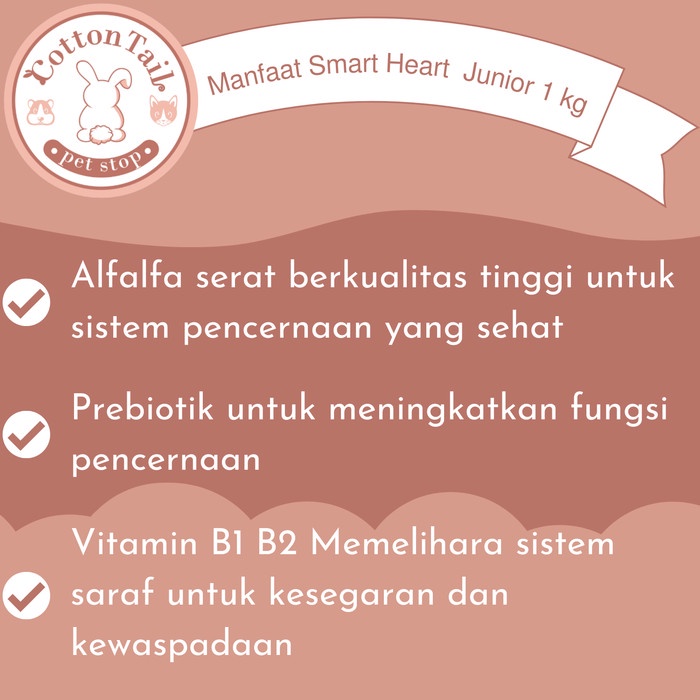 Smart Heart / Smartheart Rabbit Food Junior 1 kg Makanan Kelinci