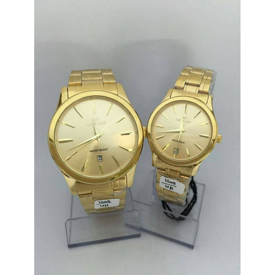 Hegner Analog Jam Tangan Pria Wanita Gold 1603 Original