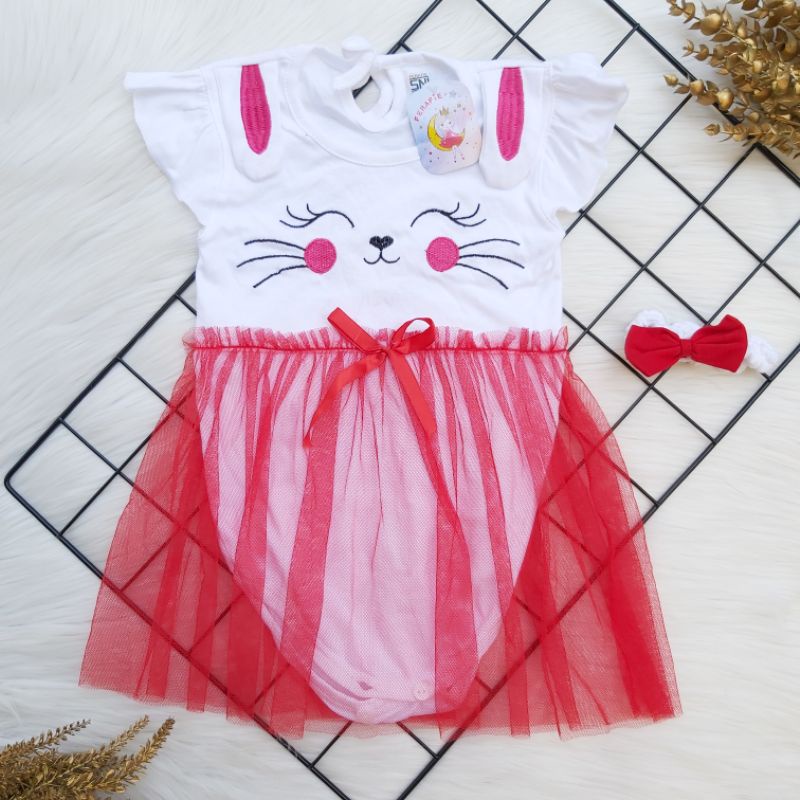 Baju Setelan Meow dress lucu topi sepatu fashion baju baby 3-12 bulan cewek Pergi jalan jalan bahan katun lembut bagus