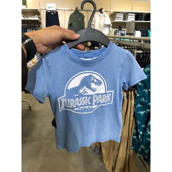 H&M SALE TSHIRT BLUE DINO JURASSIC PARK