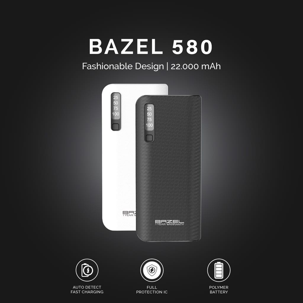 POWERBANK BAZEL 580 22.000MAH - DUAL PORT - GARANSI RESMI