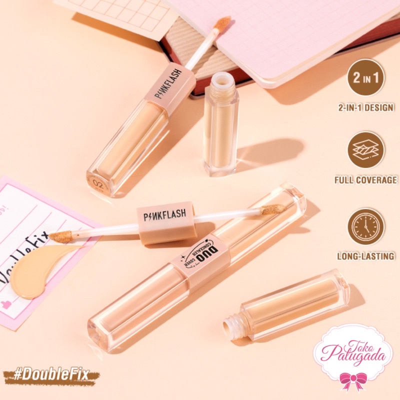 [BISA COD] PINKFLASH DoubleFix 2in1 Dual Shade Concealer - Concealer Pinkflash - Pinkflash Duo Cover Concealer