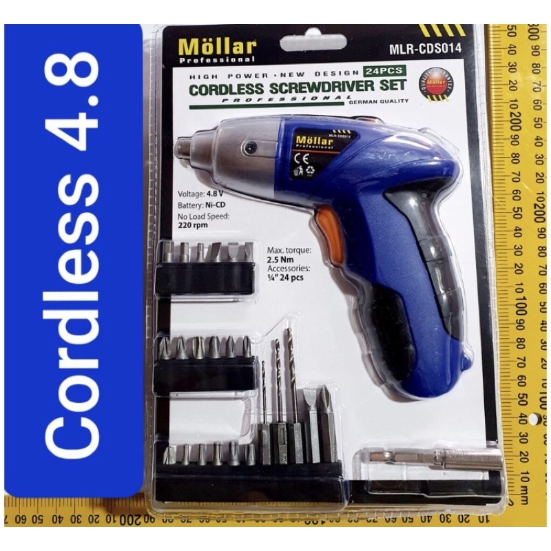 Cordless Screwdriver set 24pcs MOLLAR / Mesin Bor Obeng Portable - MLR-CDS014